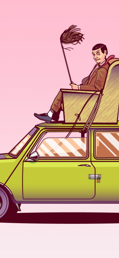 Fond d'écran iPhone Mr Bean Sitting On Top Of His Car Vector Art