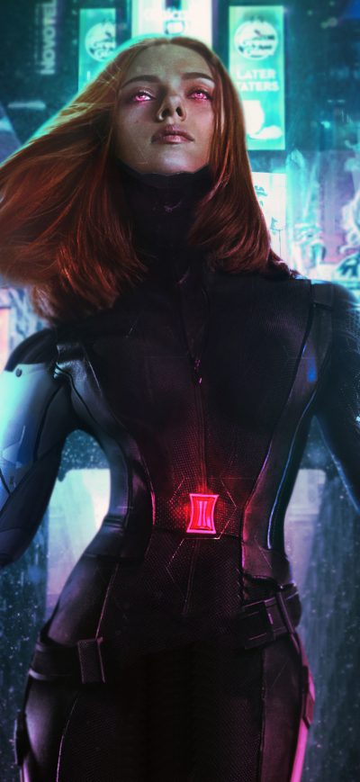 Fond d'écran iPhone Cyberpunk 2077 Black Widow