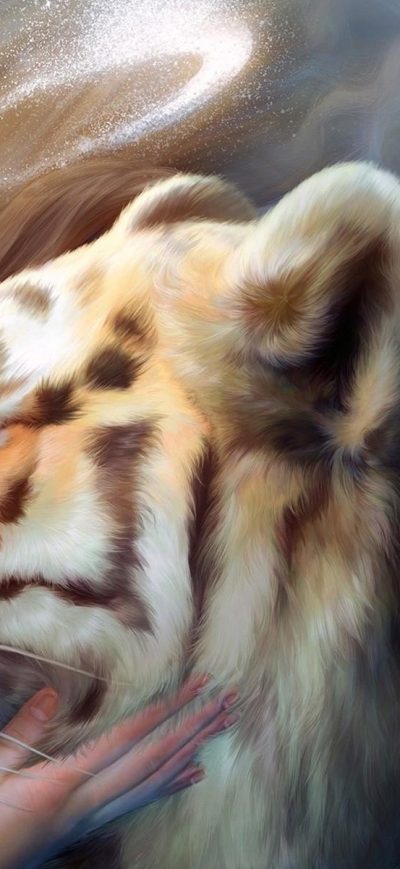 Fond d'écran Girl Tiger Art sur iPhone