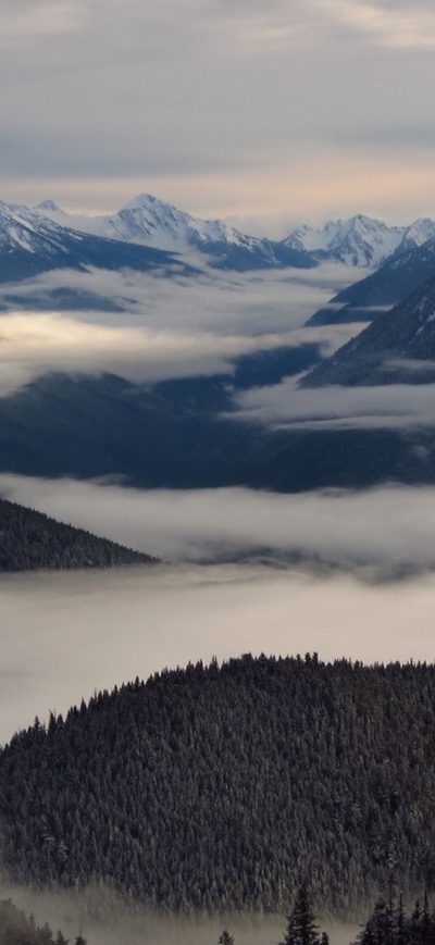 Fond d'écran iPhone Mountains Landscape Nature Clouds Mist Snow