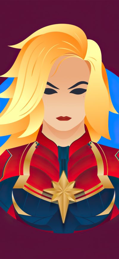 Fond d'écran iPhone Captain Marvel Minimalism 4k