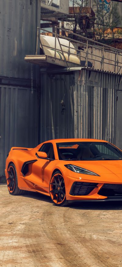 Fond d'écran iPhone 2022 Orange C8 Corvette 8k