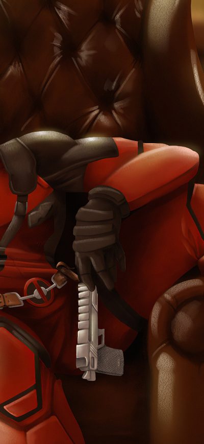 Fond d'écran iPhone Deadpool Sitting On Sofa 4k
