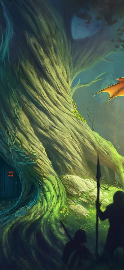 Fond d'écran iPhone Dragon Forest Fantasy Artwork