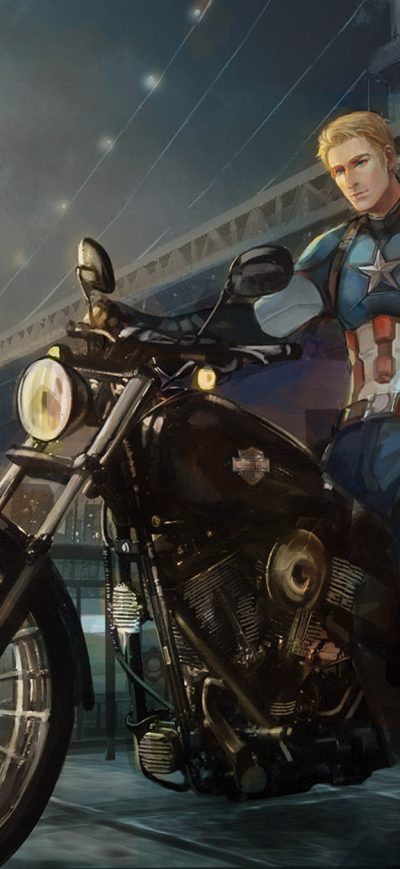 Fond d'écran iPhone Captain America On Bike Back From Work Art