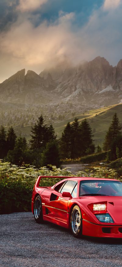 Fond d'écran iPhone Ferrari F40 In Nature 5k