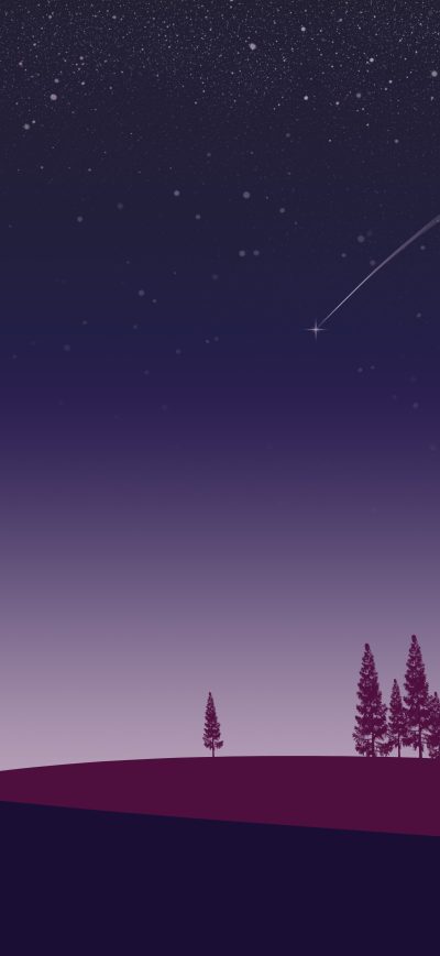 Fond d'écran iPhone Night Trees Stars In Sky Minimalism Artwork 5k