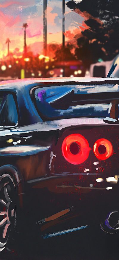 Fond d'écran iPhone Nissan Skyline Painting Art 4k