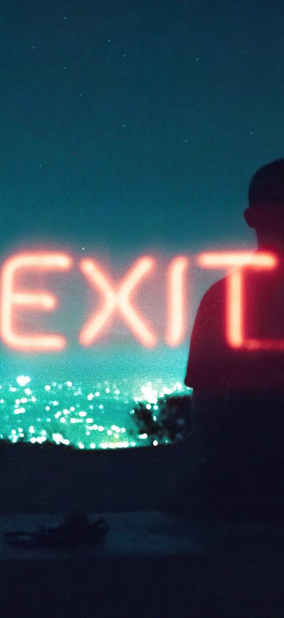 Fond d'écran iPhone Exit Neon Boy Standing Silhouette