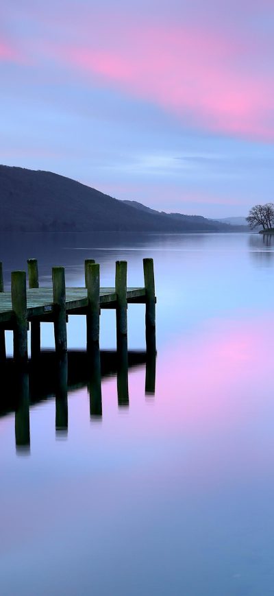 Fond d'écran iPhone Pier Lake District Evening 4k