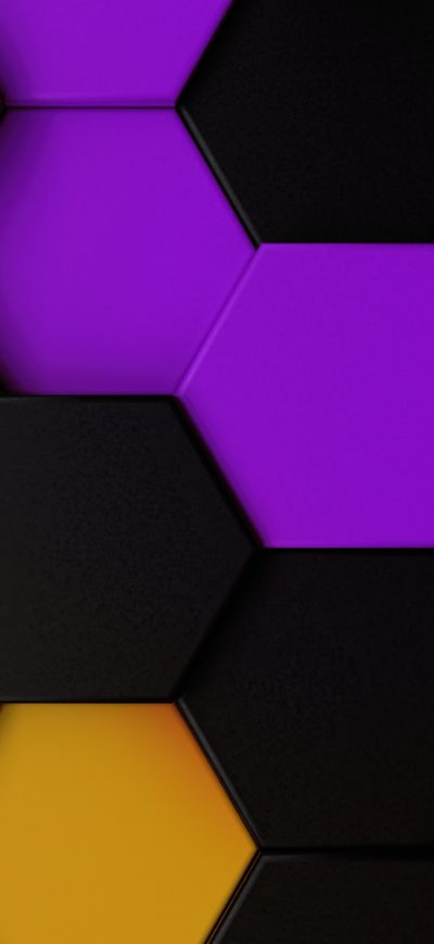 Fond d'écran iPhone Purple Yellow Dark Polygon Abstract 5k