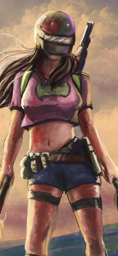 Fond d'écran iPhone Pubg Helmet Girl Art