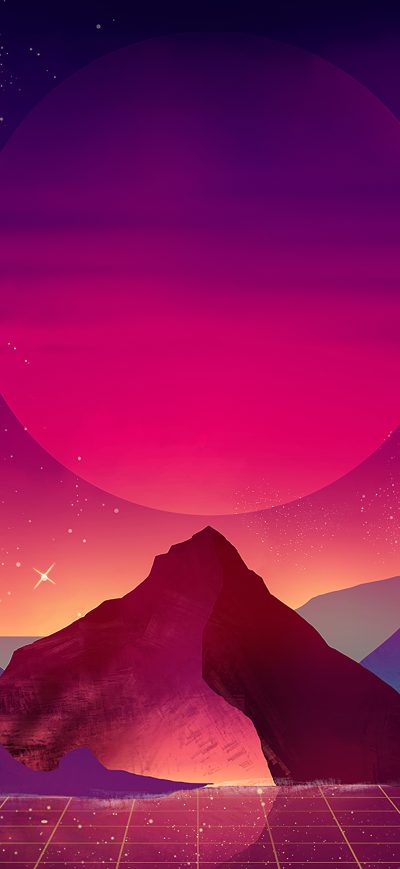 Fond d'écran iPhone Terrain Vaporwave 4k