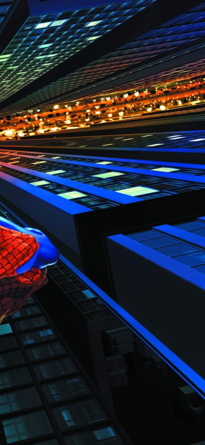 Fond d'écran iPhone Spiderman Climbing Building Digital Art 5k