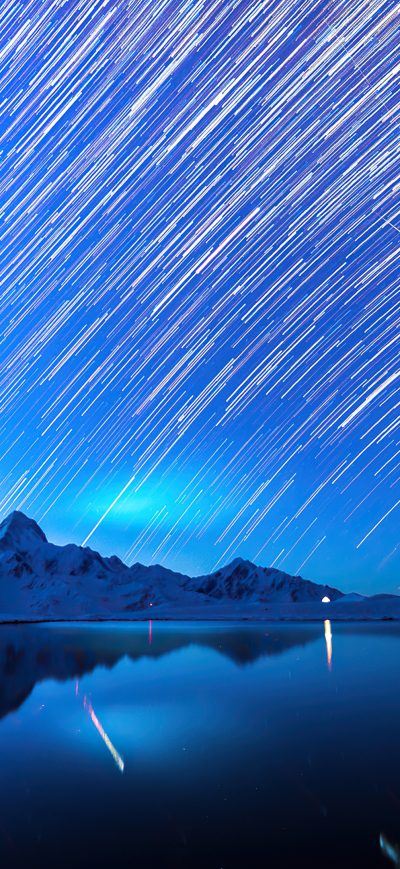 Fond d'écran iPhone Star Trails Snow Mountains 4k