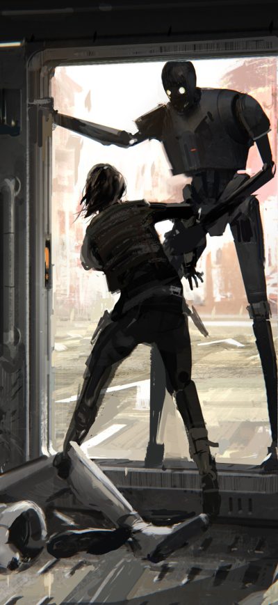 Fond d'écran iPhone Jyn Erso K 2SO Rogue One A Star Wars Story Artwork