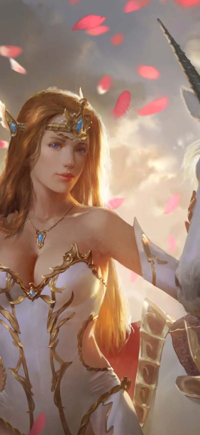Fond d'écran iPhone Fantasy Women With Unicorn