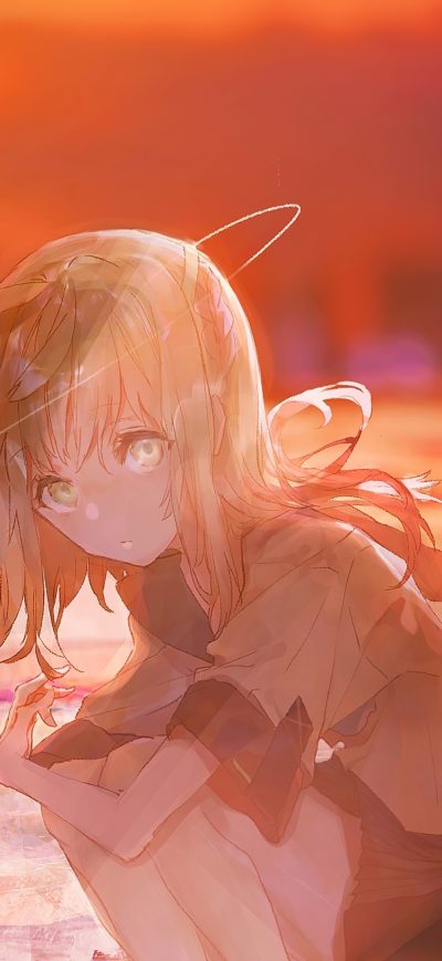 Fond d'écran iPhone Anime Angel Girl Sitting 4k