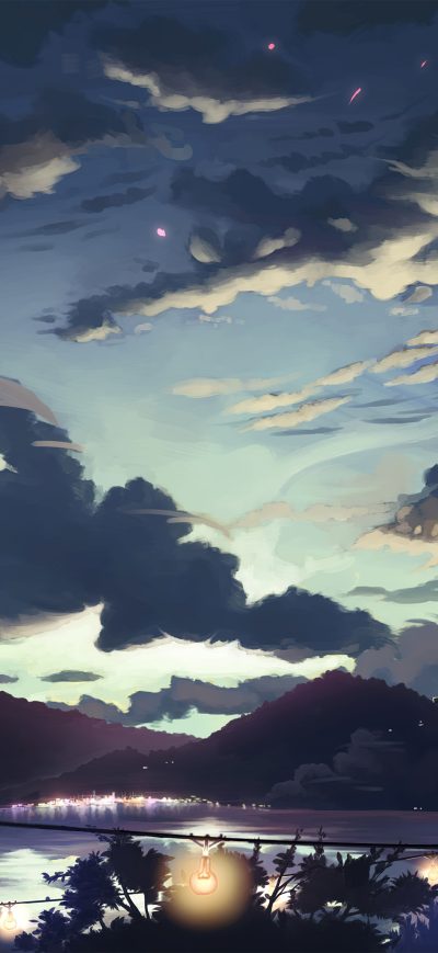 Fond d'écran iPhone A Cloudy Evening Anime Girl Sitting Rooftop 4k