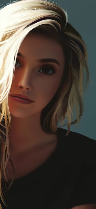 Fond d'écran iPhone Girl Sitting Blonde Artwork