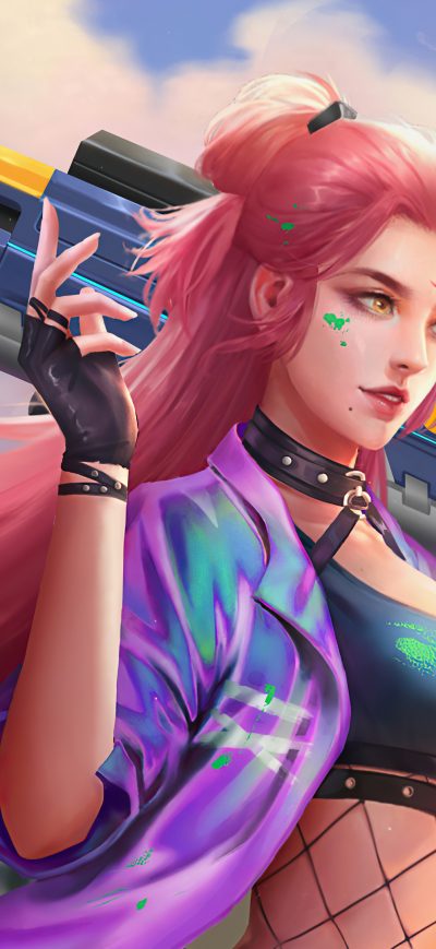 Fond d'écran iPhone Girl With Cyber Gun 4k