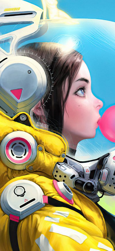 Fond d'écran iPhone Bubblegum Space Girl 4k