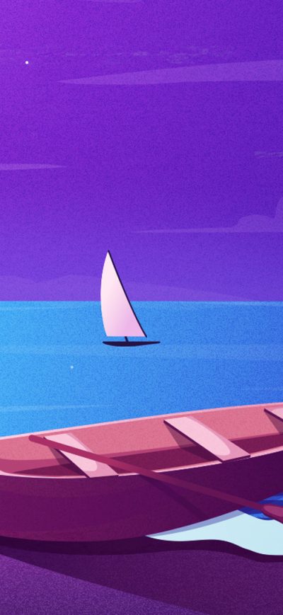 Fond d'écran Boat Night Scenery Minimalist sur iPhone