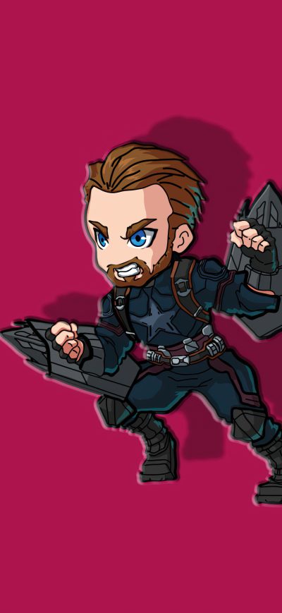Fond d'écran iPhone Captain America Chibbi Minimal 4k