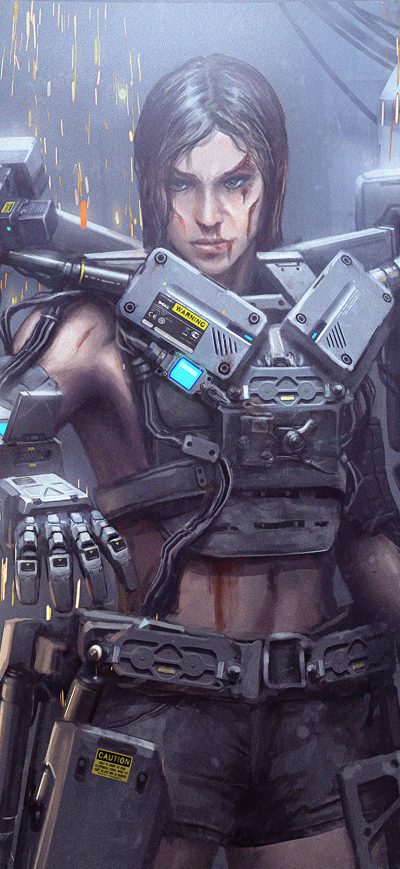 Fond d'écran iPhone Girl Metal Cyborg Suit 4k