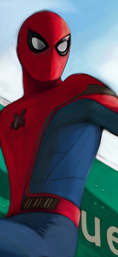 Fond d'écran iPhone Spider Man Homecoming On Sign Board Artwork