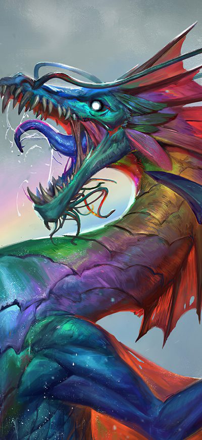 Fond d'écran iPhone Rainbow Dragon 4k