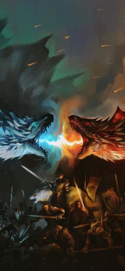 Fond d'écran iPhone Ice Fire Dragon Game Of Thrones 8k