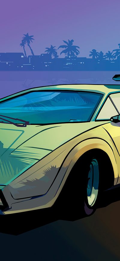 Fond d'écran iPhone Vice City Stories Girl With Lamborghini Countach