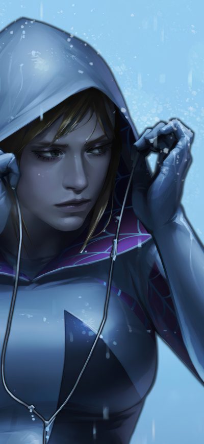 Fond d'écran iPhone Gwen Stacy Listening Music 4k