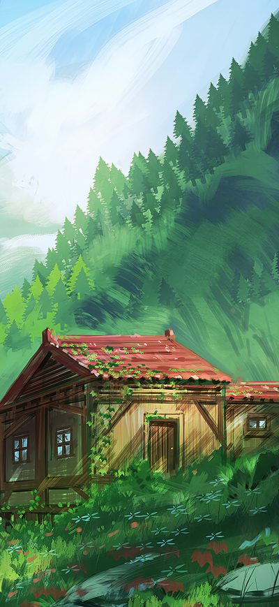 Fond d'écran iPhone Cozy Little House In Mountains 4k
