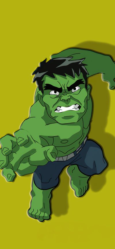 Fond d'écran iPhone Hulk Chibbi Minimal 4k