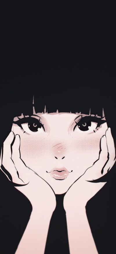 Fond d'écran iPhone Young Girl With Hands On The Face Illustration