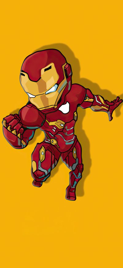 Fond d'écran iPhone Iron Man Chibbi Minimal 4k