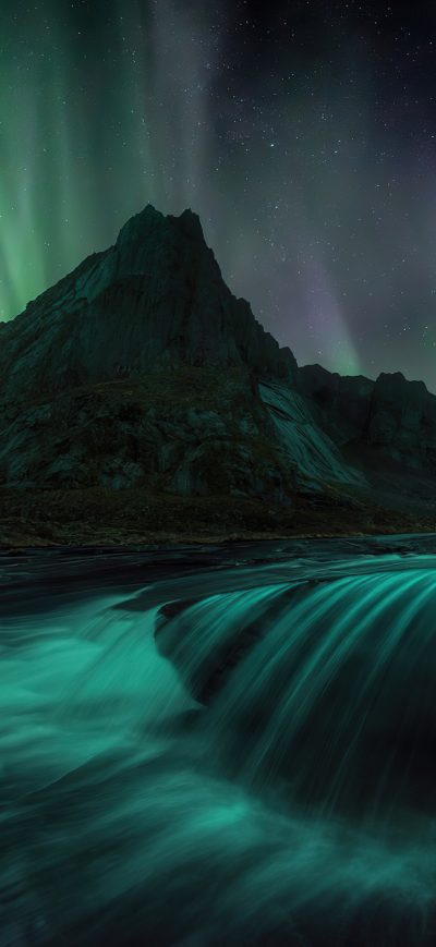 Fond d'écran iPhone Lofoten Islands Northern Lights 4k