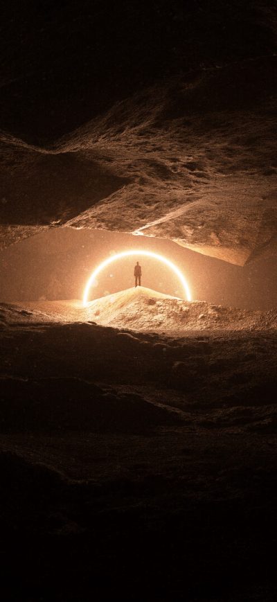 Fond d'écran iPhone Silhouette Cave 4k