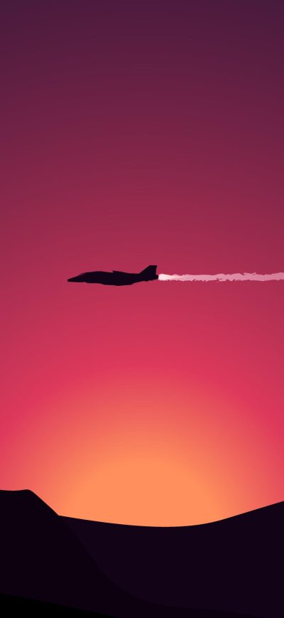 Fond d'écran iPhone Minimalism Plane Flying Above Mountains Moon