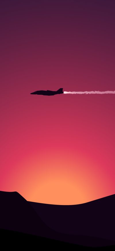 Fond d'écran iPhone Aircraft Moon Mountains Sunset