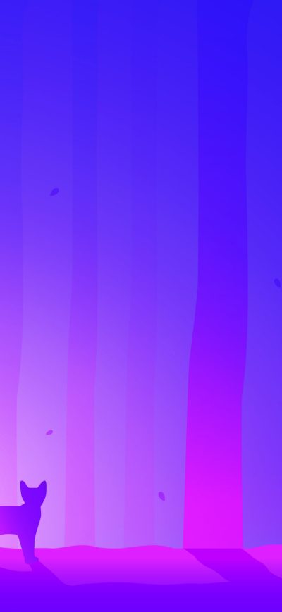 Fond d'écran iPhone Cat Dawn Forest Illustrator 4k