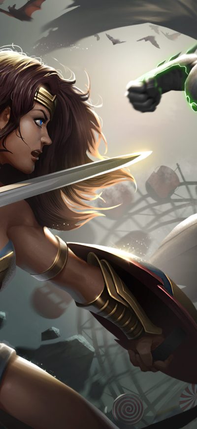 Fond d'écran iPhone Injustice 2 Batman Wonder Woman Artwork
