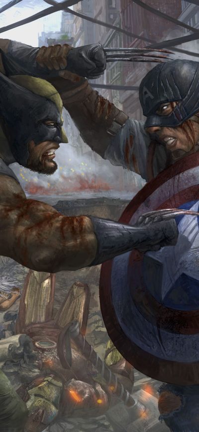 Fond d'écran iPhone Captain America Vs Wolverine