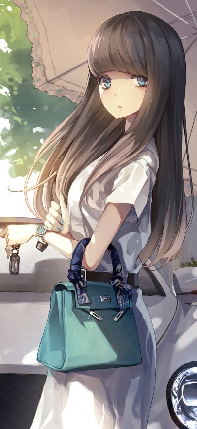 Fond d'écran iPhone Classic Anime Girl With Umbrella 4k