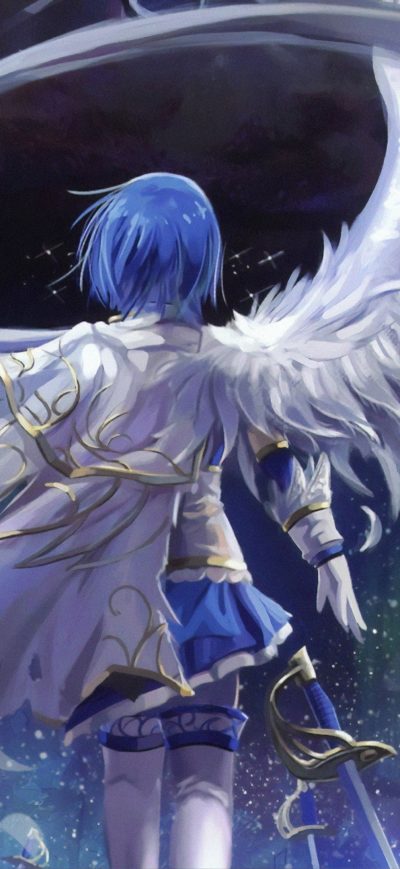 Fond d'écran iPhone Mahou Shoujo Madoka Magica Blue Hair Anime 4k