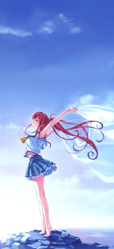Fond d'écran iPhone Anime Deep Blue Sky Pure White Wings 4k