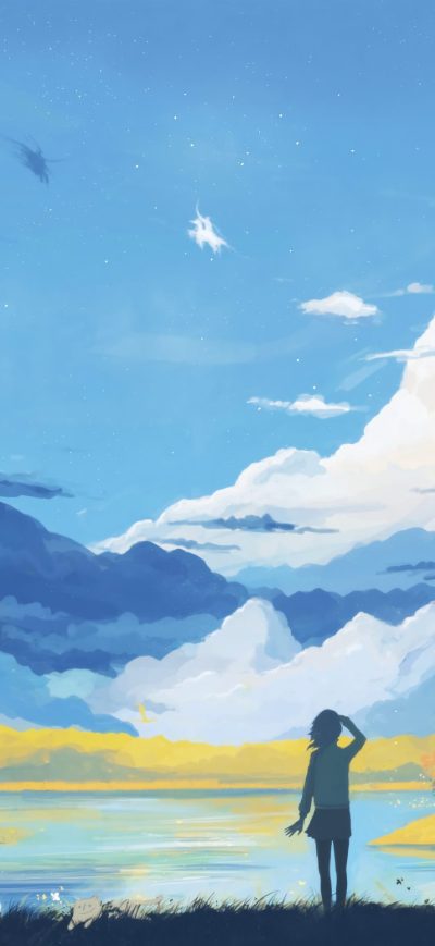 Fond d'écran iPhone Anime Landscape Girl Seeing
