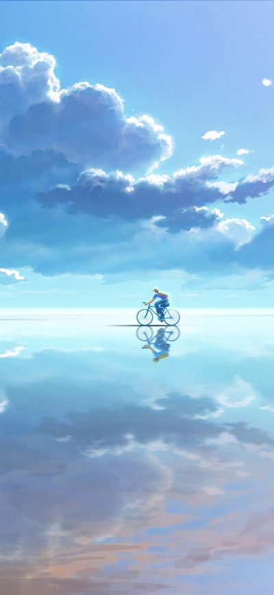 Fond d'écran iPhone Bicycle Clouds Reflection